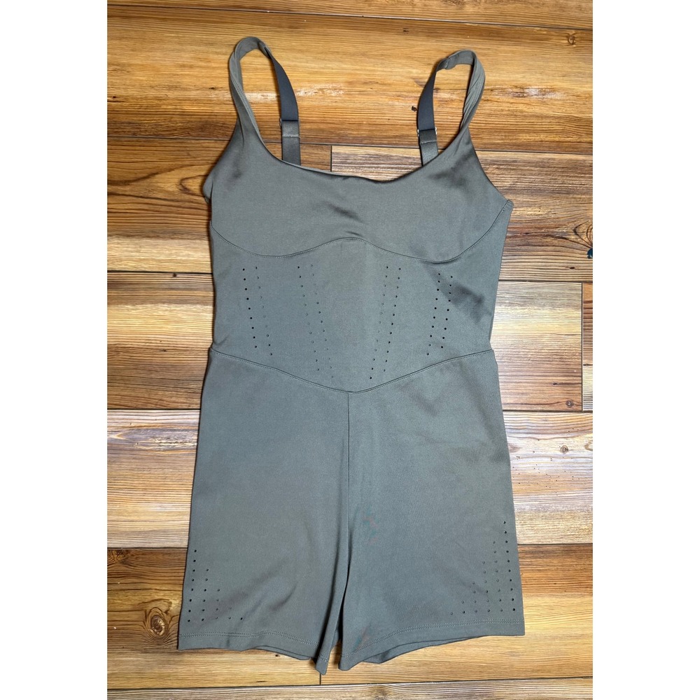 Victorias Secret Sport Romper Olive Green Laser Cut Athletic Bodysuit Small